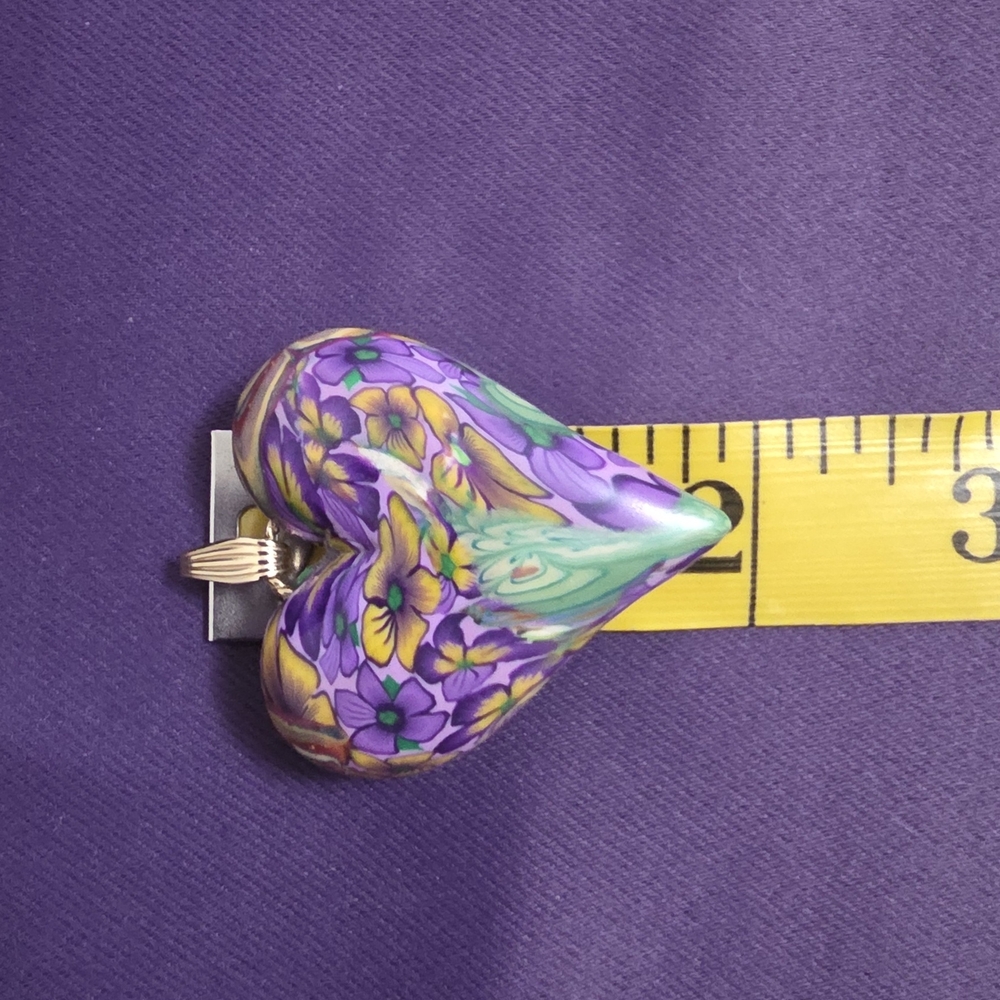 Polymer Clay Heart, Clasp is 1/20 14k Colorful Pendant - Picture 8 of 11